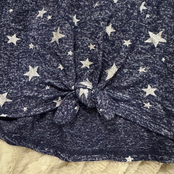 GAP Kids Navy Star Print Long Sleeve Tie-Front Top | Size M (8) - Picture 2 of 4